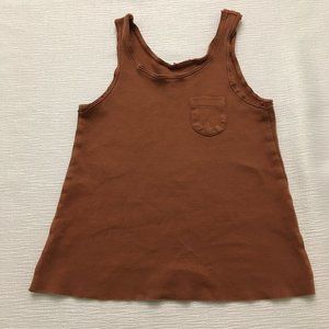 Little Hedonist Brown Tank Top With Pocket - Size 3